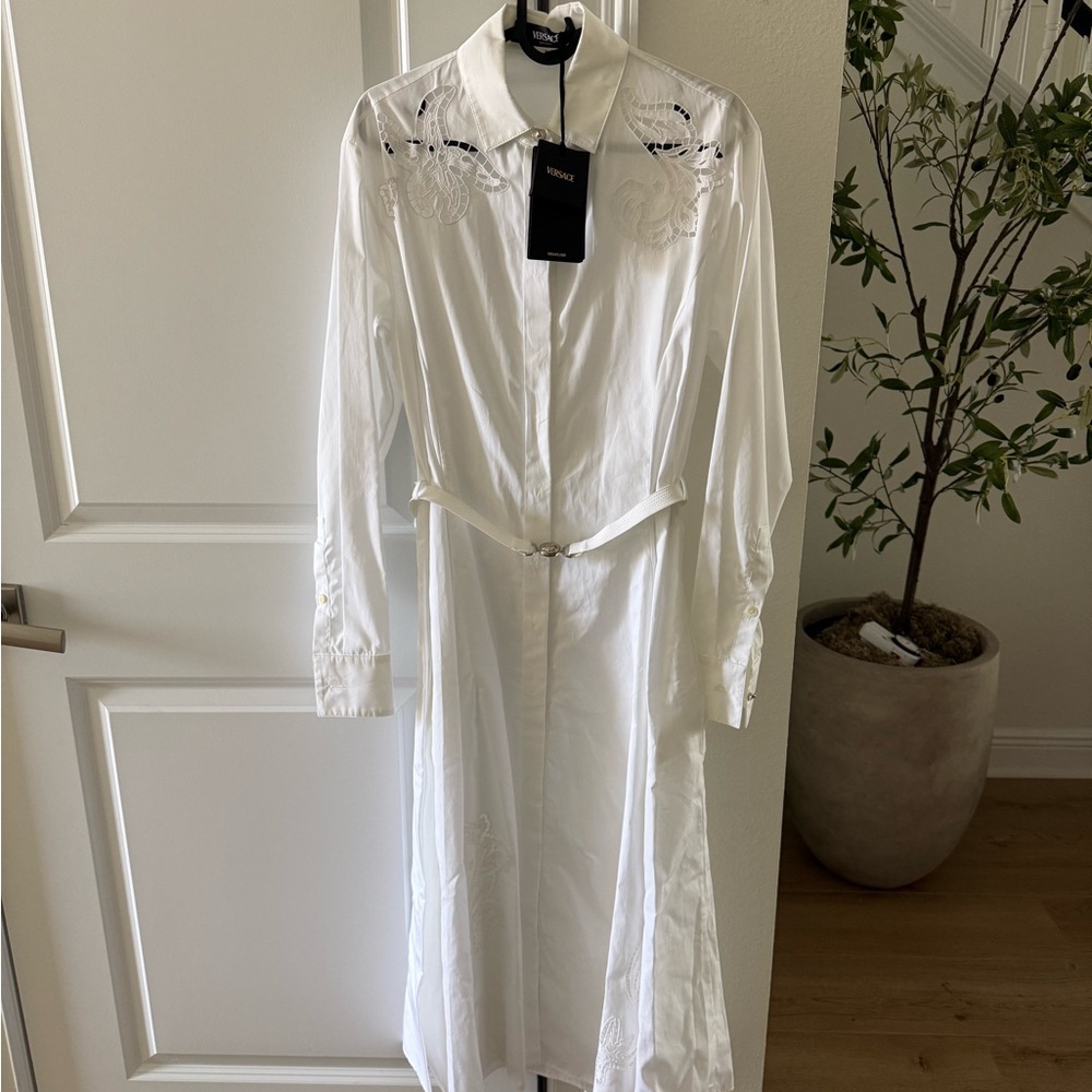 Versace sangallo embroidered shirt dress IT 40 - Picture 8 of 10